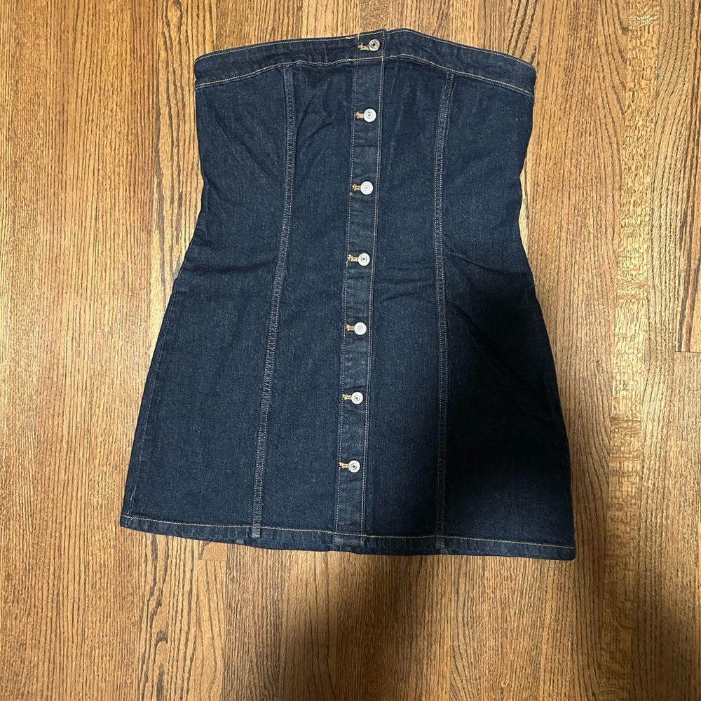 NWT Abercrombie & Fitch Mara Strapless Denim Mini Dress - Picture 2 of 8